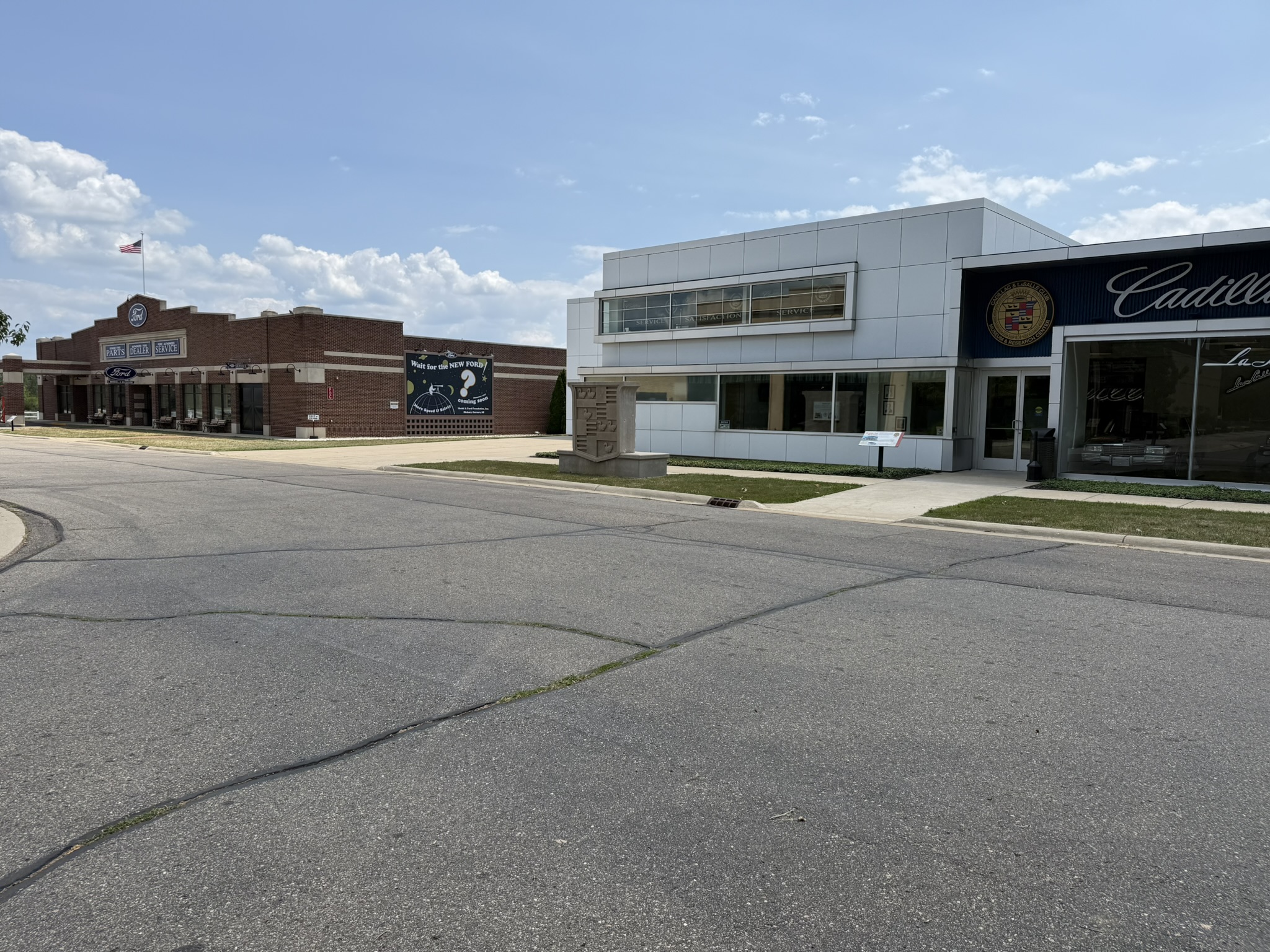 Gilmore campus: Ford dealership building and Cadillac-LaSalle Club Museum