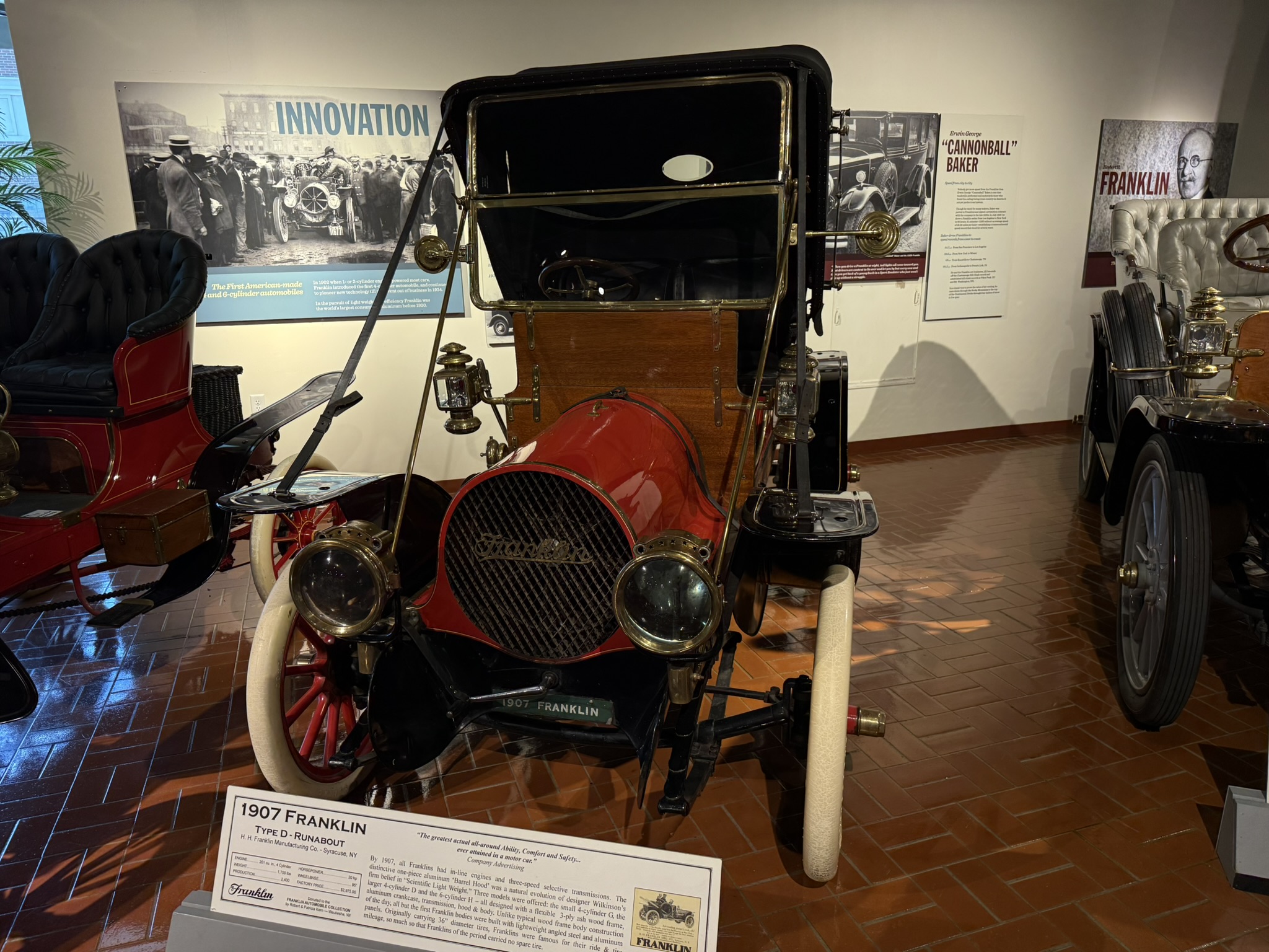 1907 Franklin Type D Runabout, barrel hood